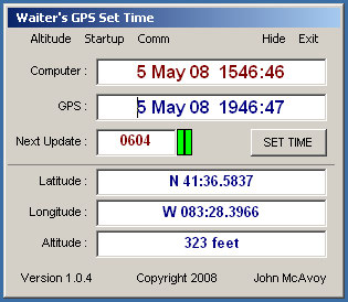 Waiter's GPS Set Time