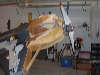 Rolling the LongEZ onto its back to carve the bottom cowl